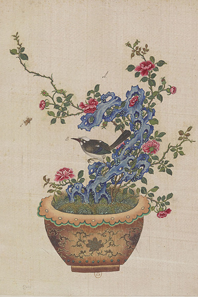 《盆景花鸟图册》中式盆景图样