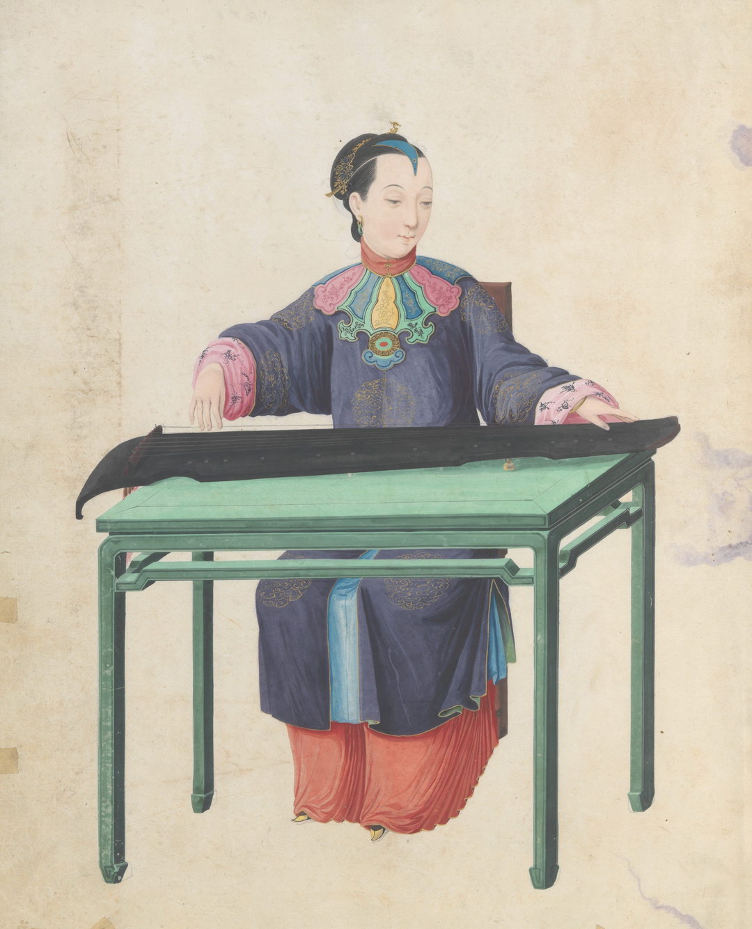 《彩绘中国传统乐器演奏》水彩画插图